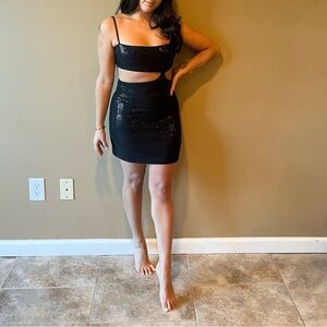 NBD revolve black sequin mini dress
